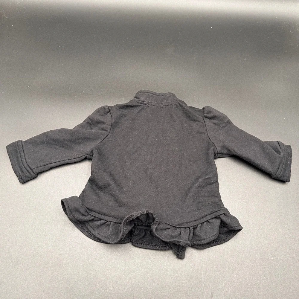 Calvin Klein Jeans‎ Baby Girl Black Jacket Button Front Ruffle Trim 12M